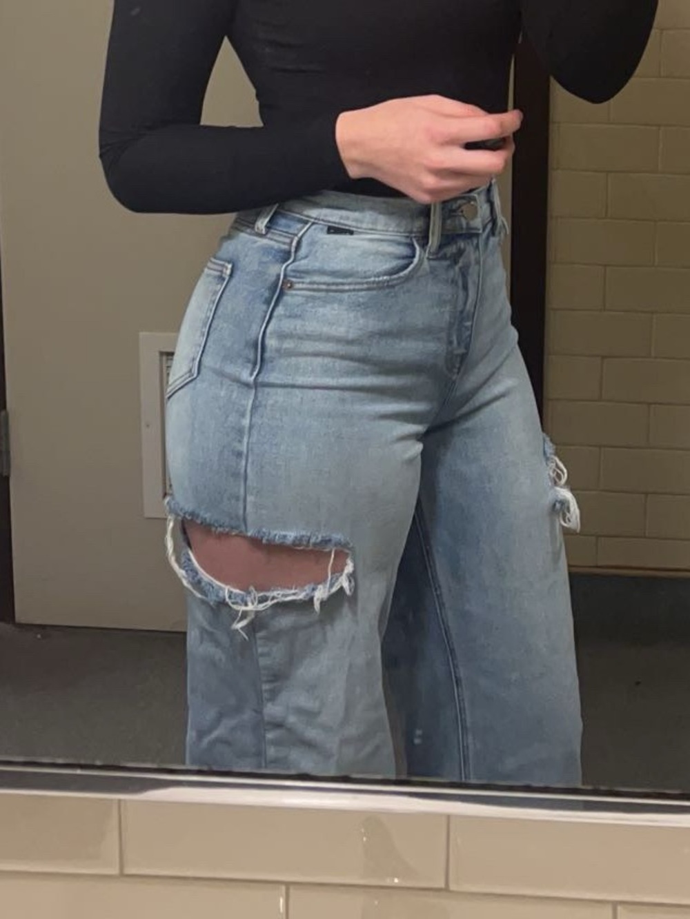 Cello Light Blue Distressed Wide Leg Jeans - Women